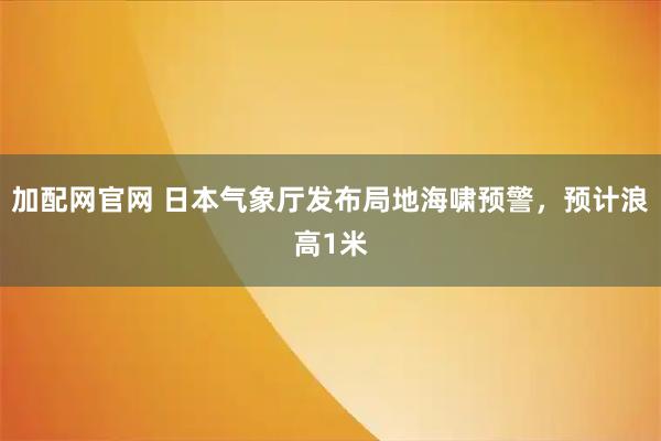 加配网官网 日本气象厅发布局地海啸预警，预计浪高1米