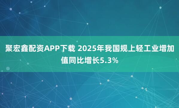 聚宏鑫配资APP下载 2025年我国规上轻工业增加值同比增长5.3%