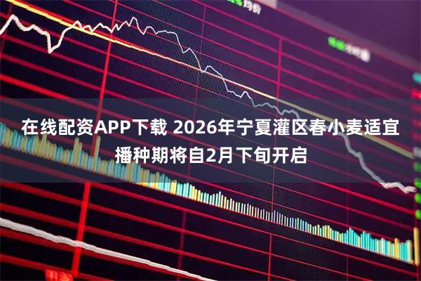 在线配资APP下载 2026年宁夏灌区春小麦适宜播种期将自2月下旬开启